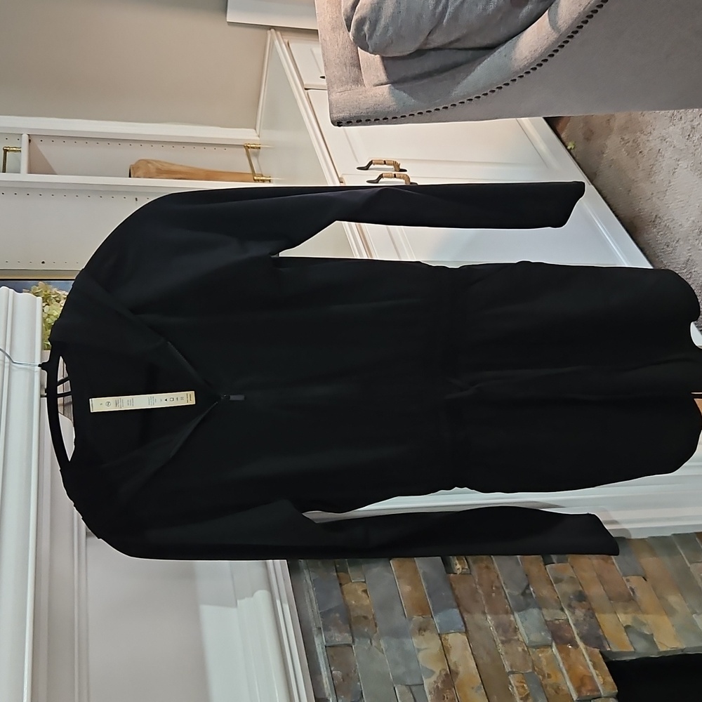 Black Long Sleeve Dress with Drawstring Waist